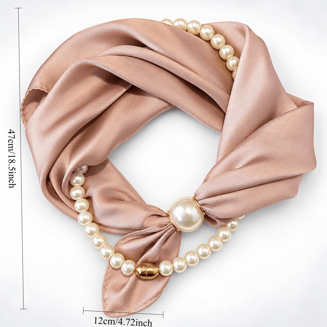 Womens Pearl Magnetic Clasp Floral Skinny Scarf N6K281