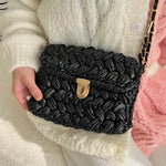 Load image into Gallery viewer, Handwoven Metallic Shiny Crossbody Bag Lock Closure N6F088
