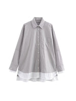 Load image into Gallery viewer, Striped Spliced Shirt Open Front Casual N6C093