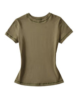 Load image into Gallery viewer, Fitted Round Neck Short Sleeve T-shirt Women N6D086