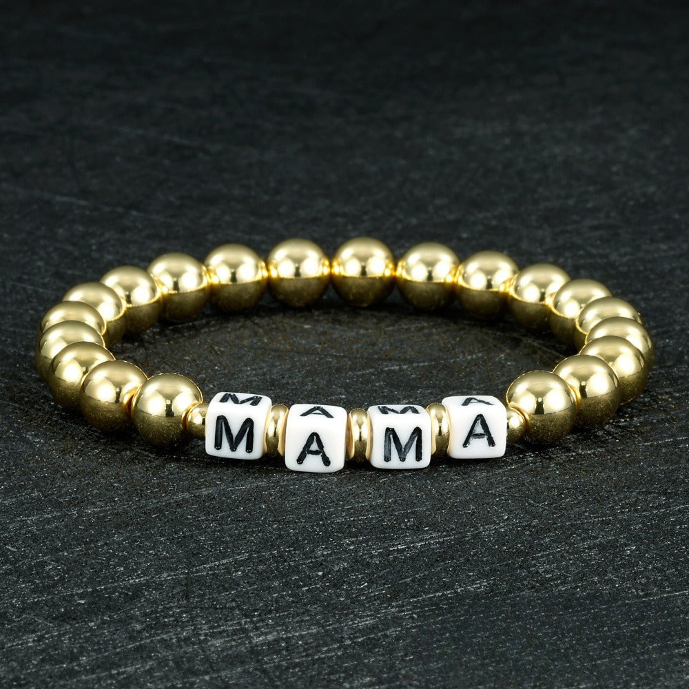 MAMA Bead Semi-precious Stone Stretch Bracelet Women N6D520