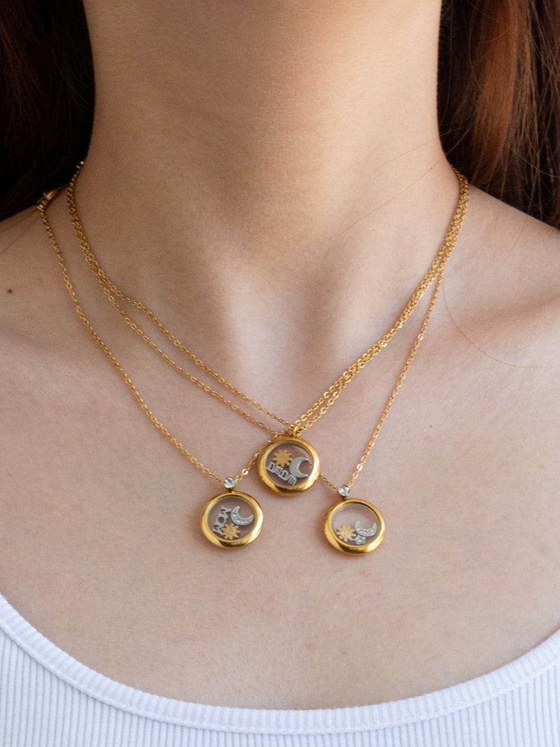 Mom Mirror Pendant Necklace 18K Gold Plated N6D535