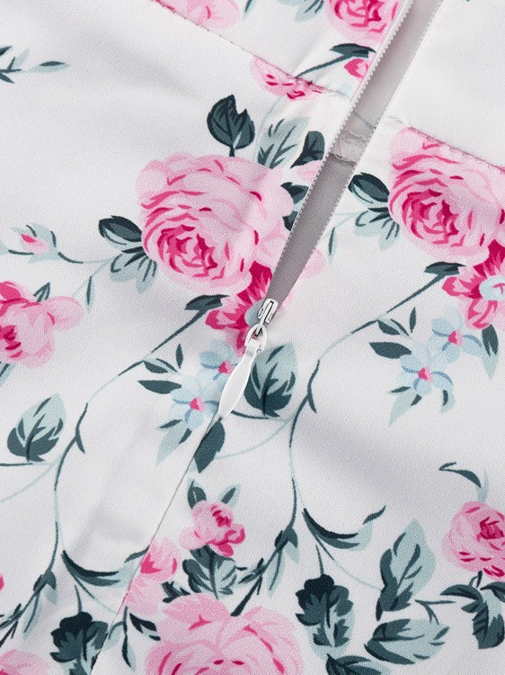 French Detachable Waist Corset Floral Dress N6D107