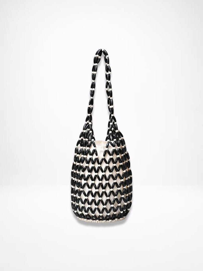 Handwoven Beaded Vacation Bucket Bag Women N6C304