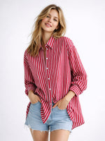 Load image into Gallery viewer, Striped Poplin Loose Shirt Women N6C099