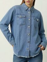 Load image into Gallery viewer, Vintage Washed Denim Jacket Women N6D167