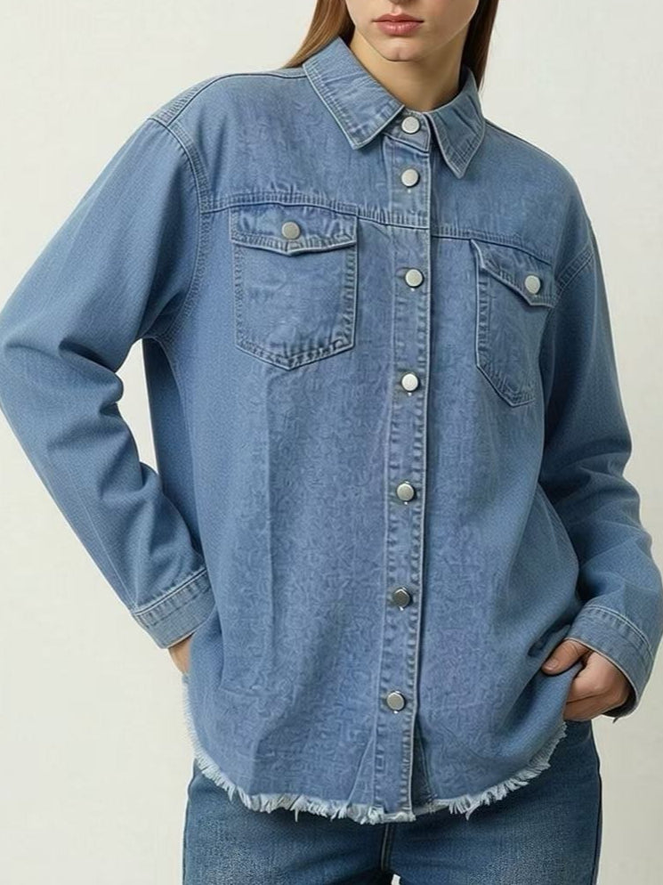 Vintage Washed Denim Jacket Women N6D167