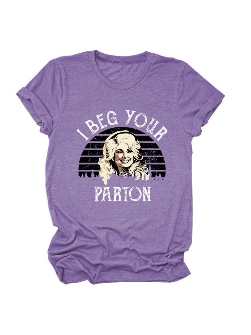 I Beg Your Pardon Print Round Neck T-Shirt Women N6E142