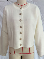 Load image into Gallery viewer, Gold Button Single-Breasted Round Neck Short Cardigan N6G143
