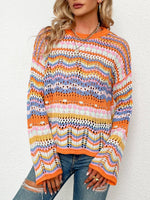 Load image into Gallery viewer, Striped Color-Block Loose Round Neck Pullover Sweater N6H303