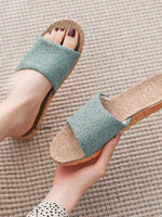 Load image into Gallery viewer, Non Slip Woven Linen Home Slippers Women N6C228