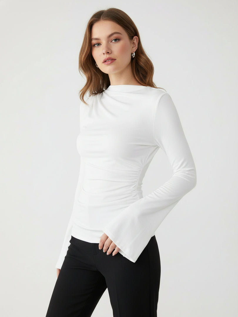 Puff Sleeve Ruffle Detail T-shirt Women N6C322