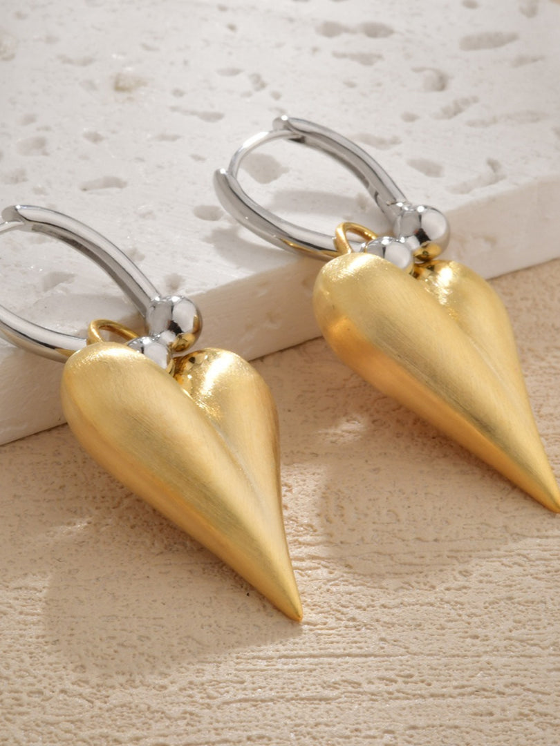 Color Block Brushed Heart Stud Earrings N6C062