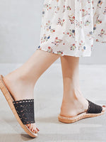 Load image into Gallery viewer, Linen Openwork Non-Slip Slippers Women N6C229