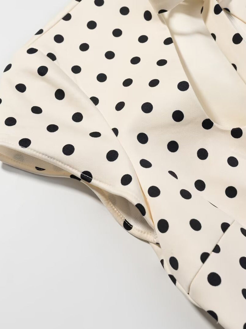 Bow Detail Polka Dot Short Dress Women N6C278