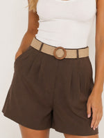 Load image into Gallery viewer, Belted Straight Leg Casual Shorts Women N6F014
