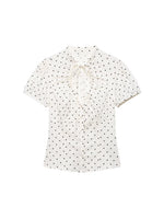 Load image into Gallery viewer, Polka Dot Tie Waist Short Sleeve Shirt Women N6E149