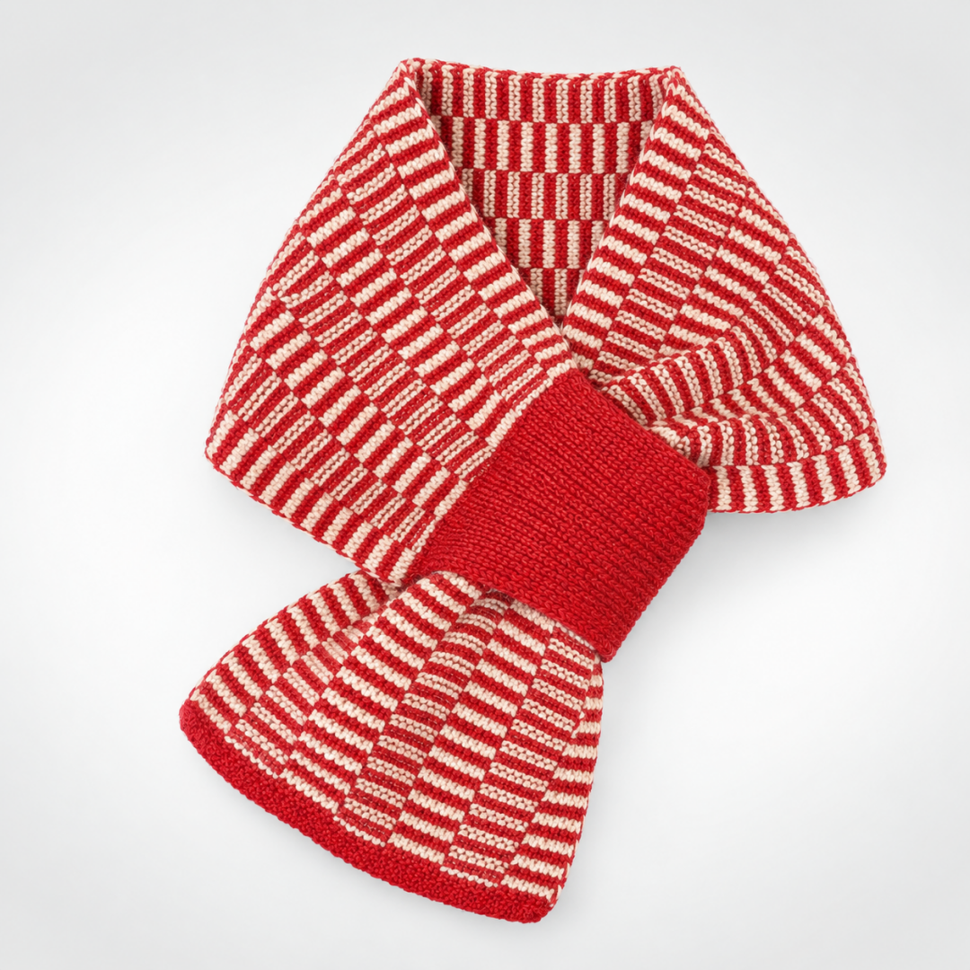 Vintage Stripe Knit Scarf Women Wool Blend N6H312