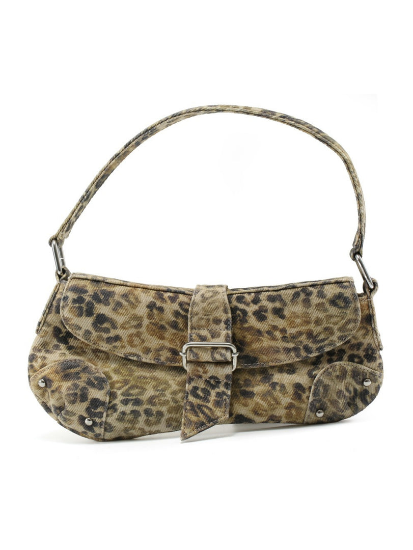 Distressed Leopard Print Asymmetric Hobo Bag Women N6C311