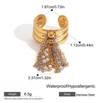 Load image into Gallery viewer, Chain Tassel Ring Two-Tone Steel Fringe S5P065
