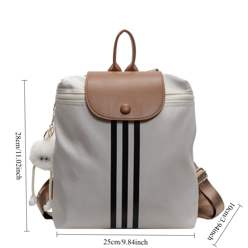 Unisex Nylon Color-Block Flap Backpack N6J199