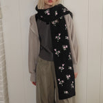 Load image into Gallery viewer, Womens Floral Jacquard Wool Blend Knit Scarf N6K233