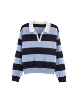 Load image into Gallery viewer, Simple Striped Polo Collar Knit Pullover Women N6G172