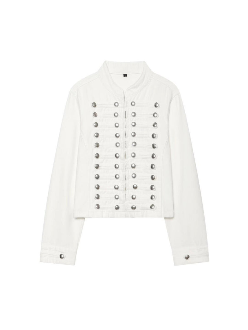 Embroidered Cropped Denim Jacket Slim Fit Women N6F193