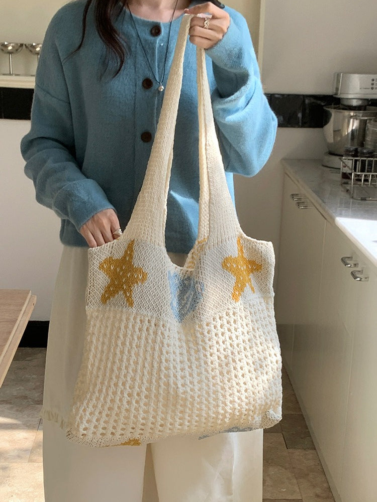 Starfish Shell Knit Tote Beach Bag Large Capacity N6C053