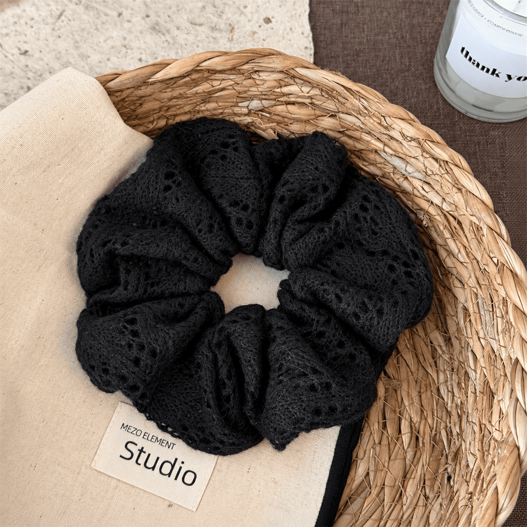Womens Openwork Leaf Knit Scrunchie N6K025