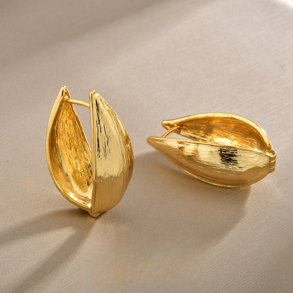 Teardrop Cuff Earrings Double Sided Texture Women N6C064