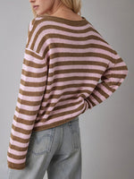 Load image into Gallery viewer, Striped Color-Block Loose Pullover Sweater Women N6H287
