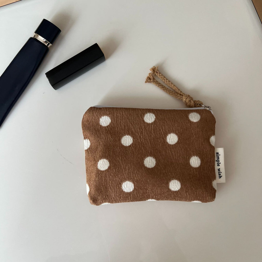 Vintage Polka Dot Corduroy Mini Coin Purse N6K106