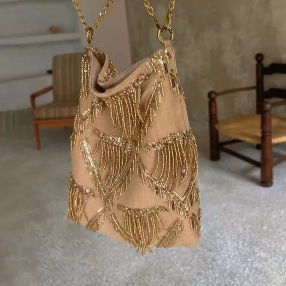 Sequined Fringe Shoulder Bag Evening Silk Clutch N6F172
