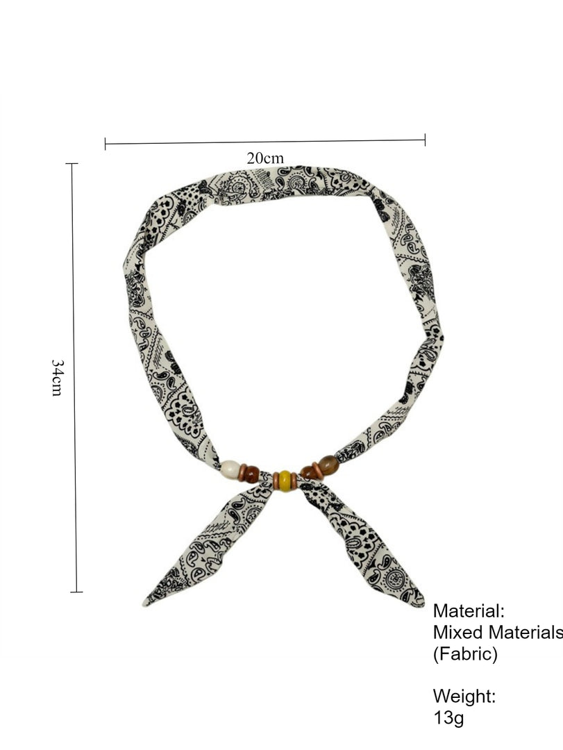 Retro Paisley Beaded Scarf Choker Necklace Women N6D006