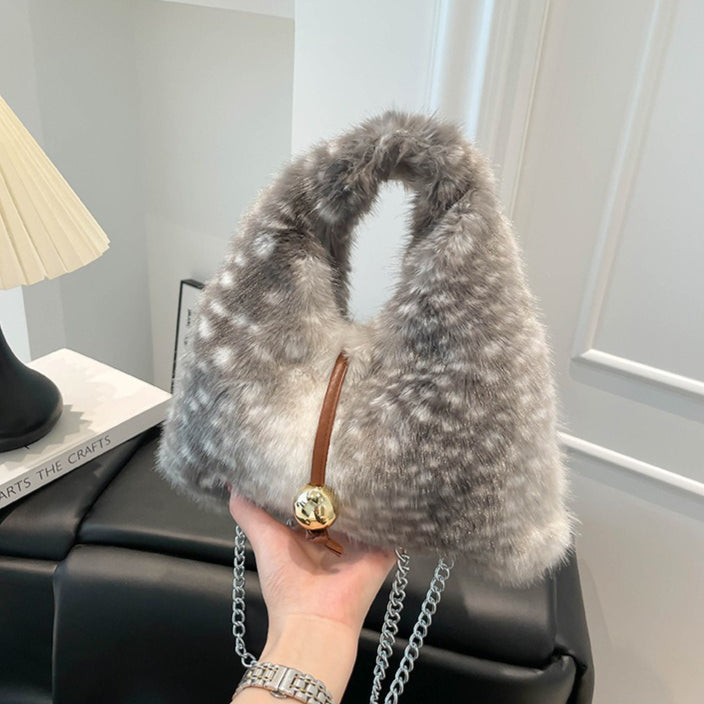 Women's Plush Triangular Shoulder Handbag N6J177