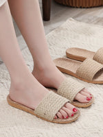 Load image into Gallery viewer, Woven Linen House Slippers Women N6C227