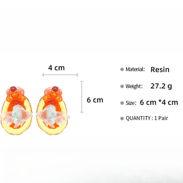 Vintage Resin Floral Studs Goldfish Motif Geometric S5P077