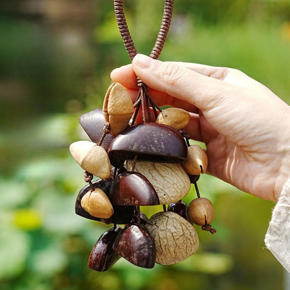 Natural Seed Pod Wind Chime Bag Charm Hanging N6F306