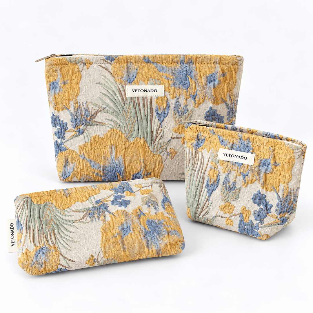 Womens Floral Textured Polyester Cosmetic Bag N6K113
