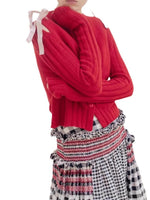 Load image into Gallery viewer, Cable Tie Cardigan Lightweight Red Yellow Gray N5Z872
