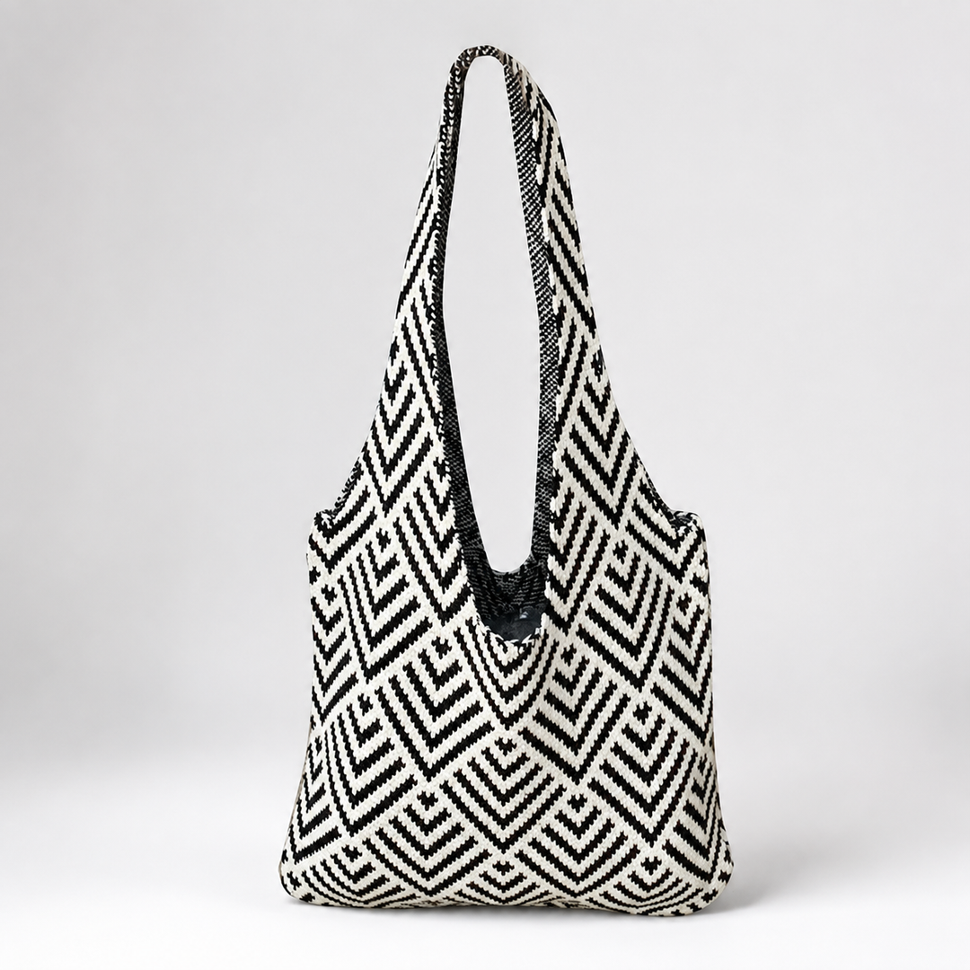 Women's Striped Knitted Tote Shoulder Bag N6J139