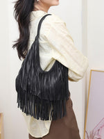 Load image into Gallery viewer, Shoulder Tote Bag with Fringe Women N6C226