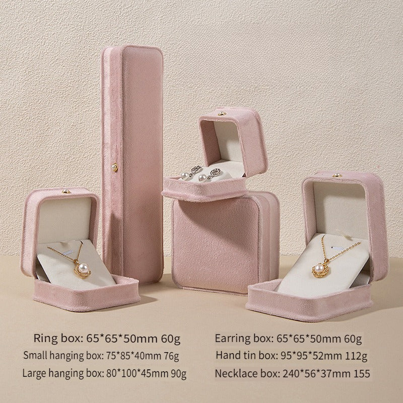 Velvet Jewelry Box Set with Pearl Button N6E059