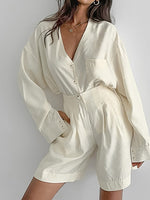 Load image into Gallery viewer, Cardigan Short Set Lightweight Beige N5Z637
