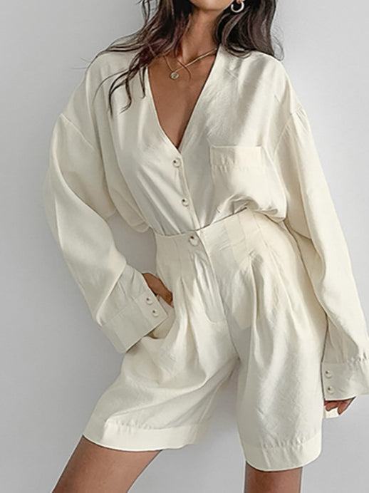 Cardigan Short Set Lightweight Beige N5Z637