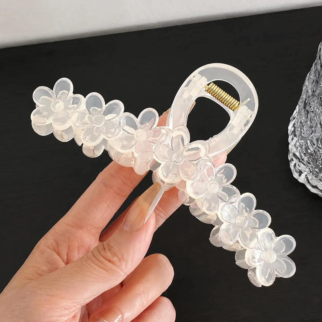 Jelly Color Flower Hair Claw Clip Women Resin N6C350