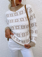 Load image into Gallery viewer, Snowflake Half High Collar Knit Sweater Women N6H260