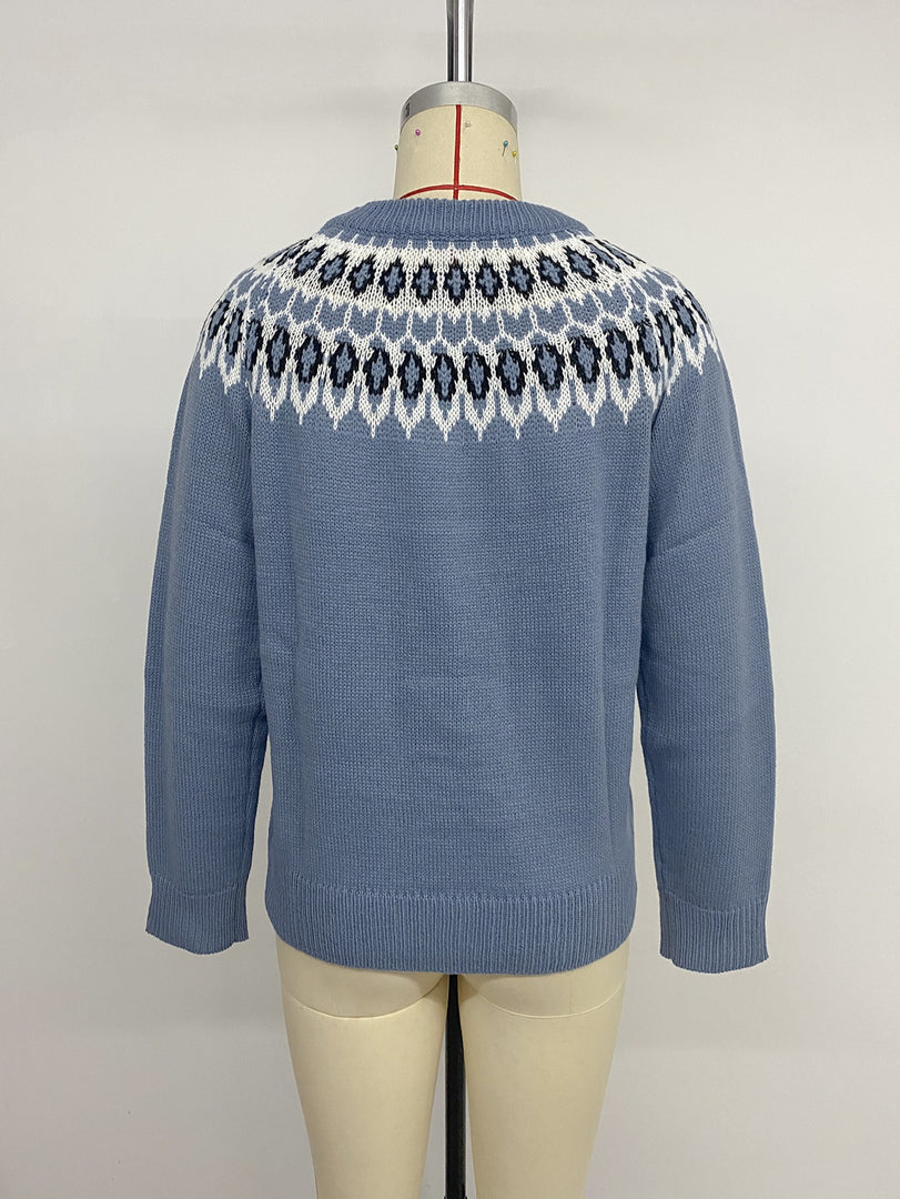 Round Neck Long Sleeve Pullover Sweater N6H306