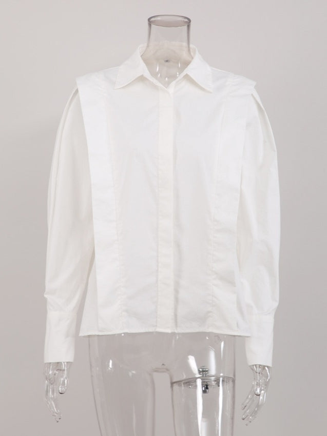 French Sharp Shoulder Slimming Shirt Women N6C136